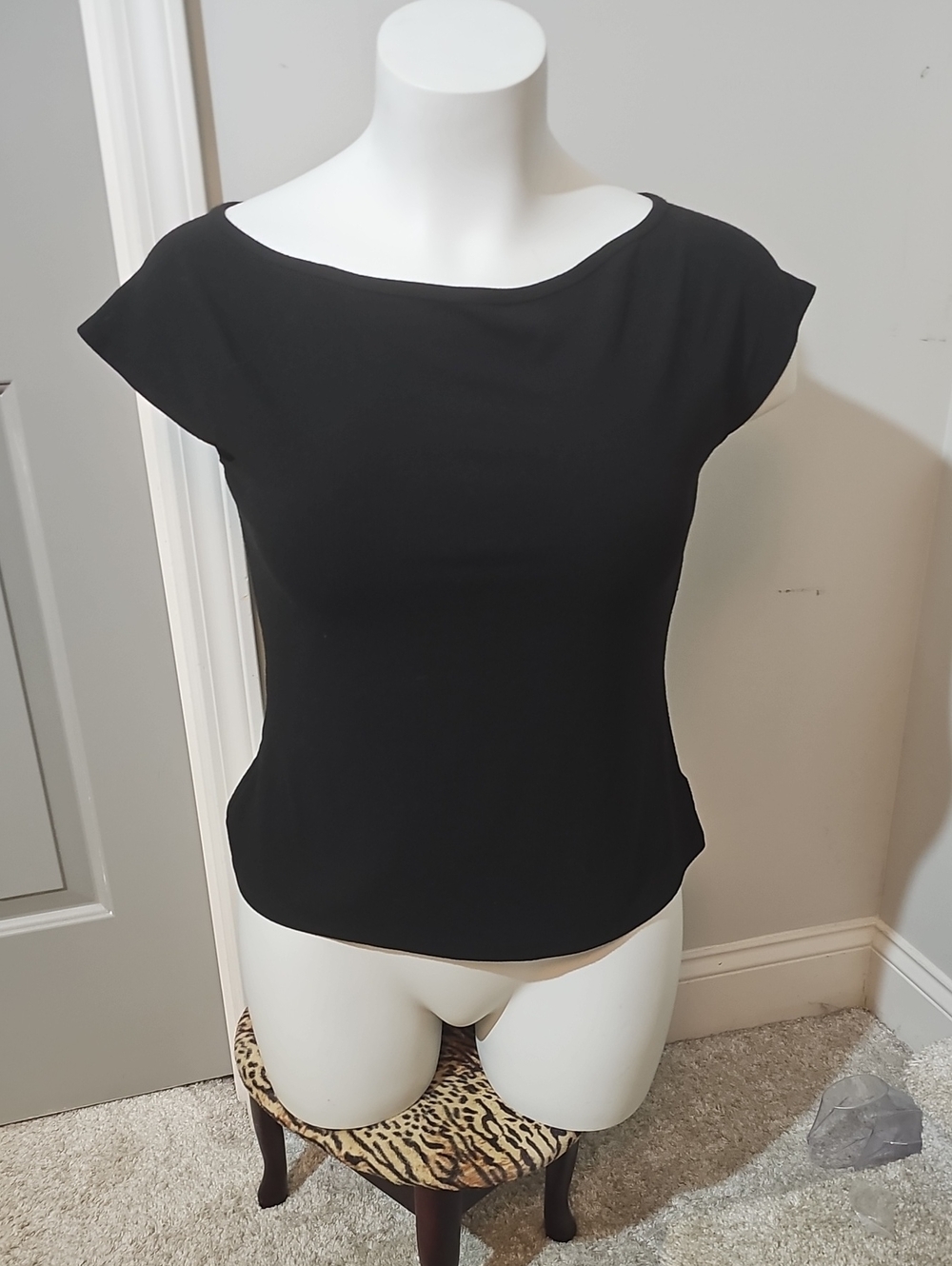 Torrid Super Soft Ribbed Black Cap Sleeve Boatneck Top